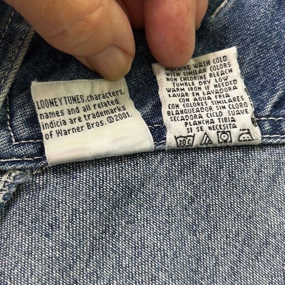 Y2K Vintage Looney Tunes Tweety Bird Paint 90s Denim Carpenter Overalls XL adult - Picture 9 of 12